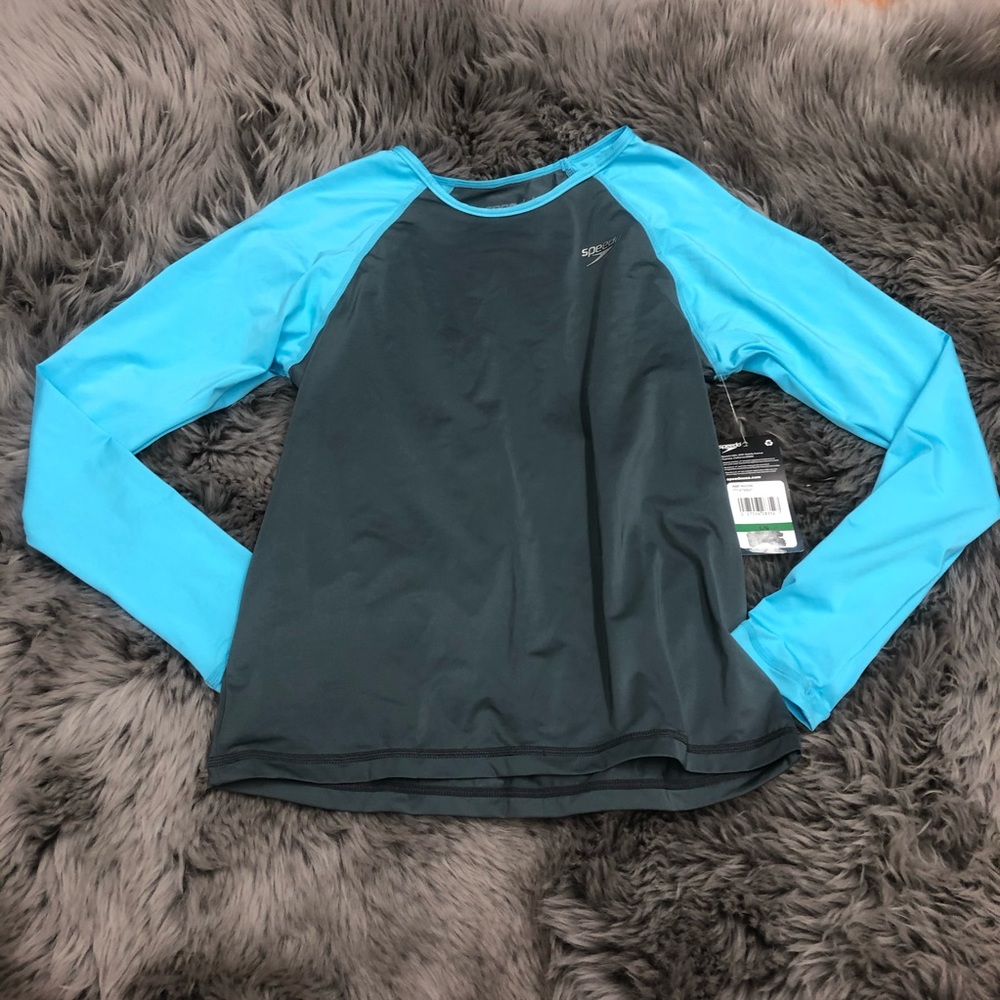 Speedo | Kid's Long Sleeve Swim Shirt | Blue & Grey | Large